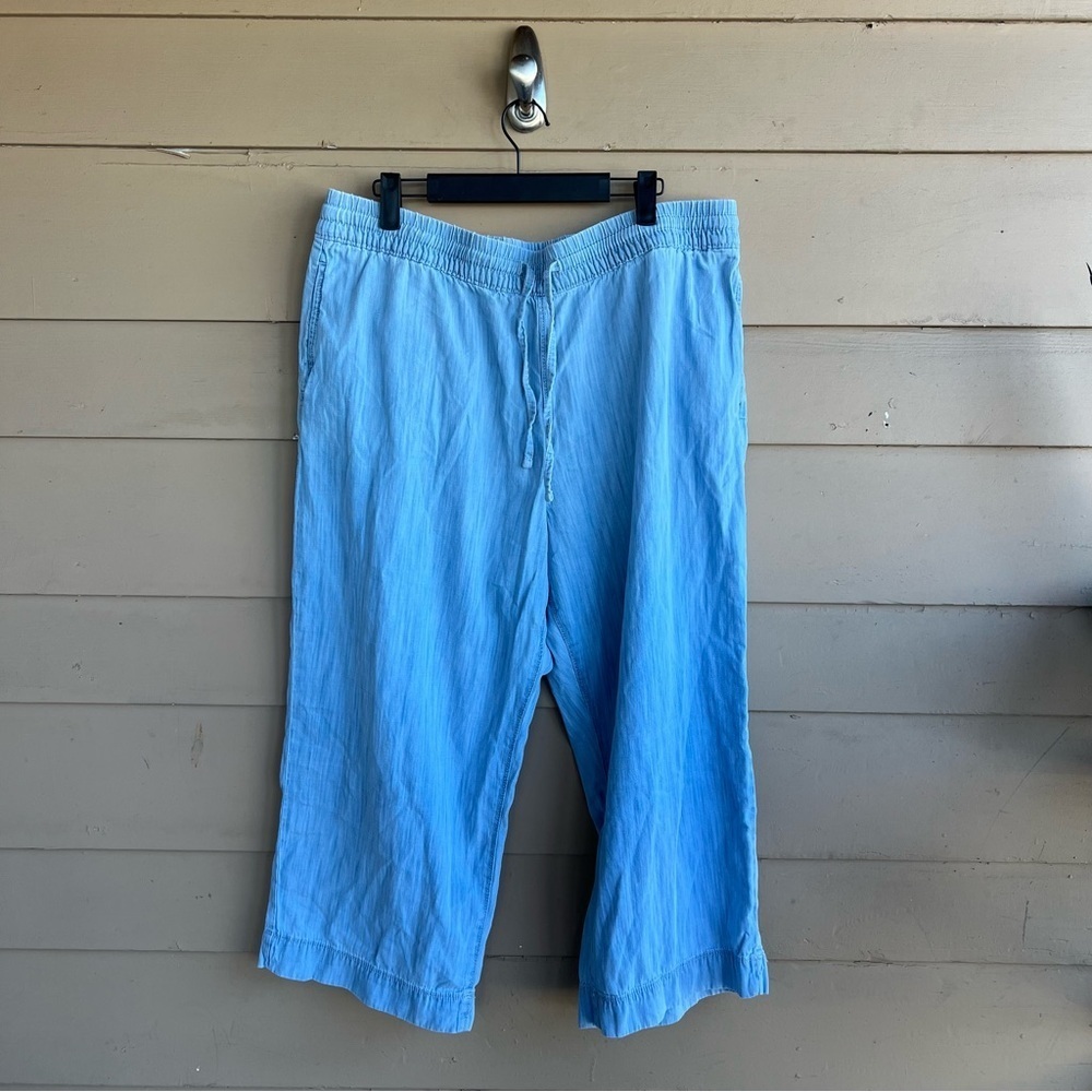 Sonoma Chambray Wide Leg Pull On Pants - Size XLP Summer Casual Coastal Grandma